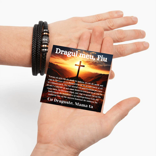 Cadou Fiu - bratara din piele cu mesaj de Dragoste