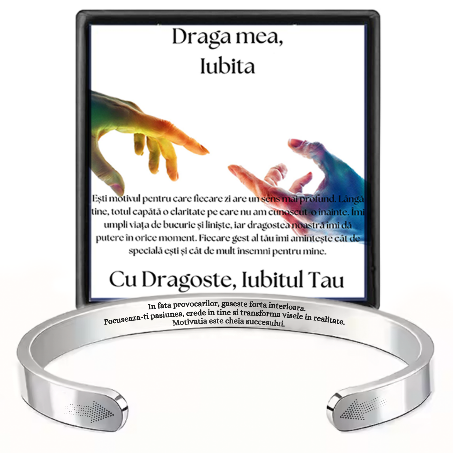 Cadou Sot - Bratara din otel inoxidabil cu mesaj de Dragoste