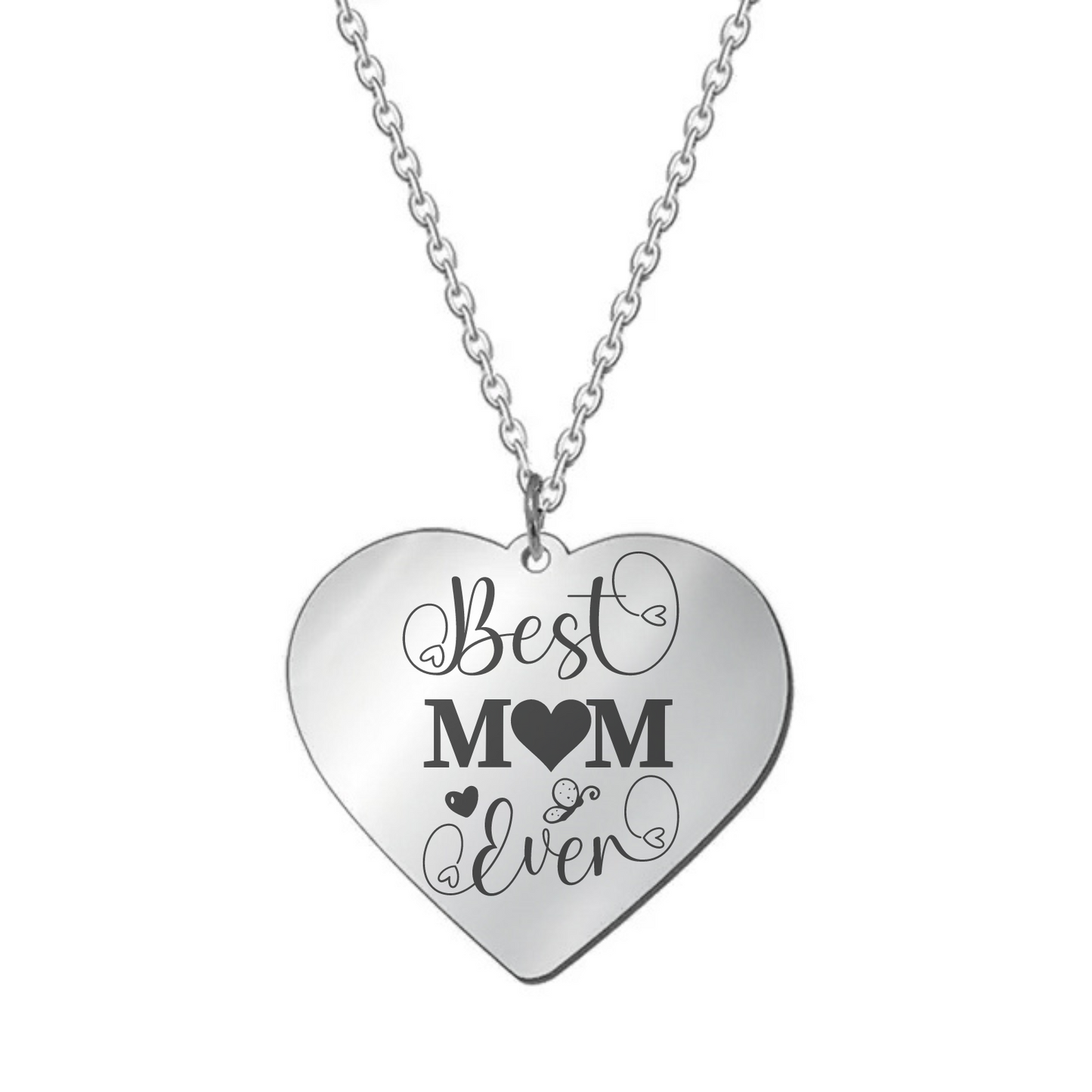 Set Cadou Colier din argint personalizabil cu felicitare si cutie de dragoste de la Copil pentru Mama "Best Mom Ever"