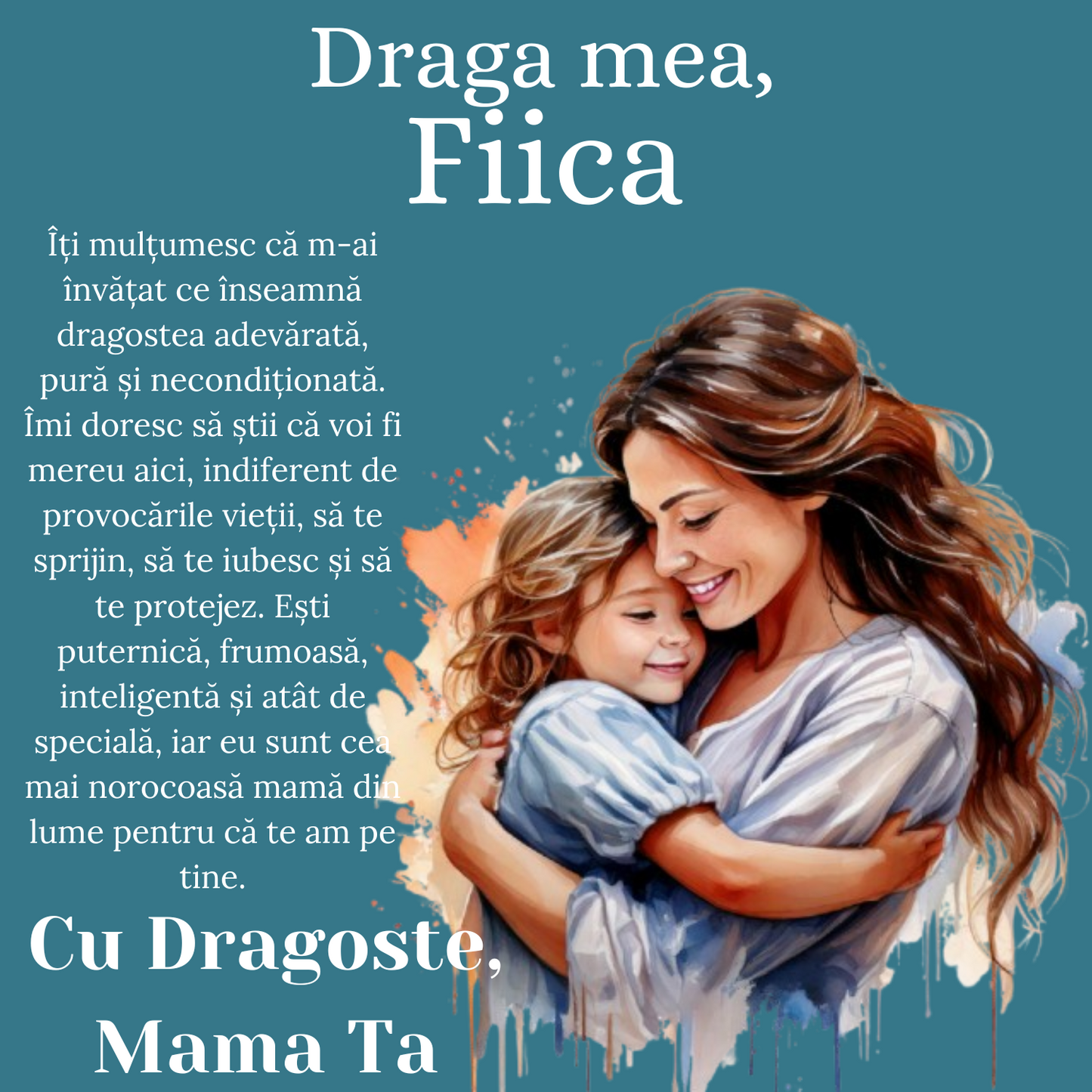 Cadou Fiica – Colier Argint 925 cu Zirconiu și Mesaj de Dragoste