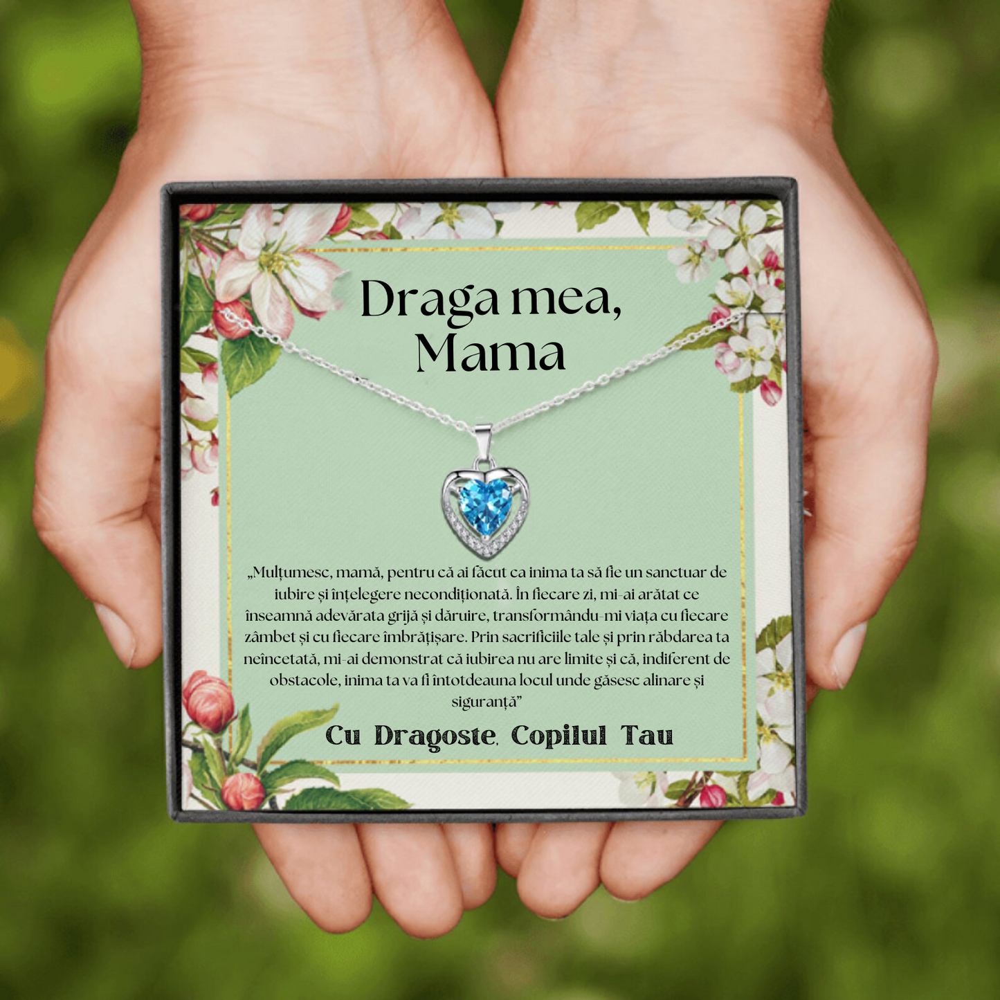 Cadou Mama – Colier Argint 925 cu Zirconiu și Mesaj de Dragoste