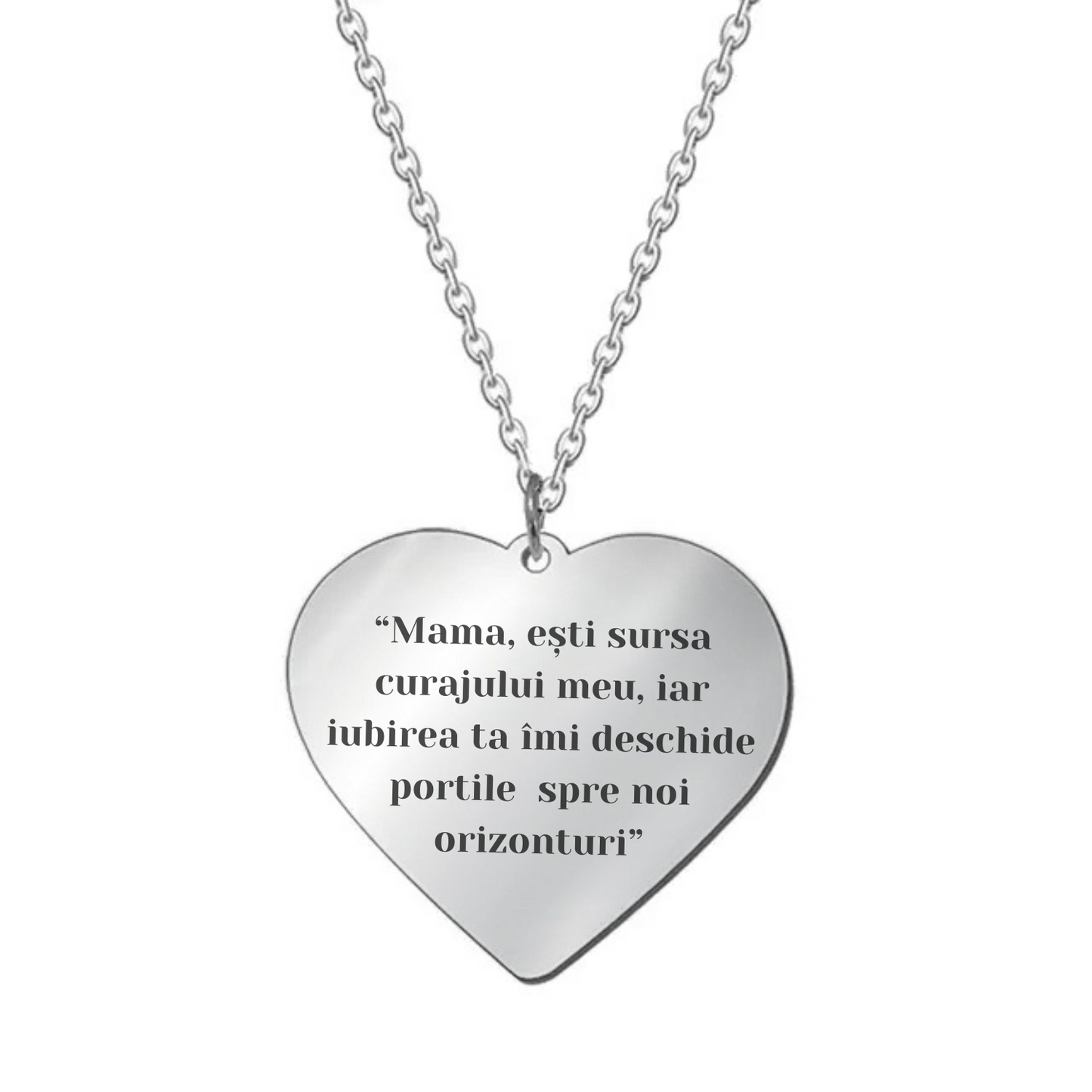 Set Cadou Colier Argint 925, cutiuta personalizata cu felicitare de iubire de la Fiu/Fiica pentru Mama - "Esti sursa curajului meu"