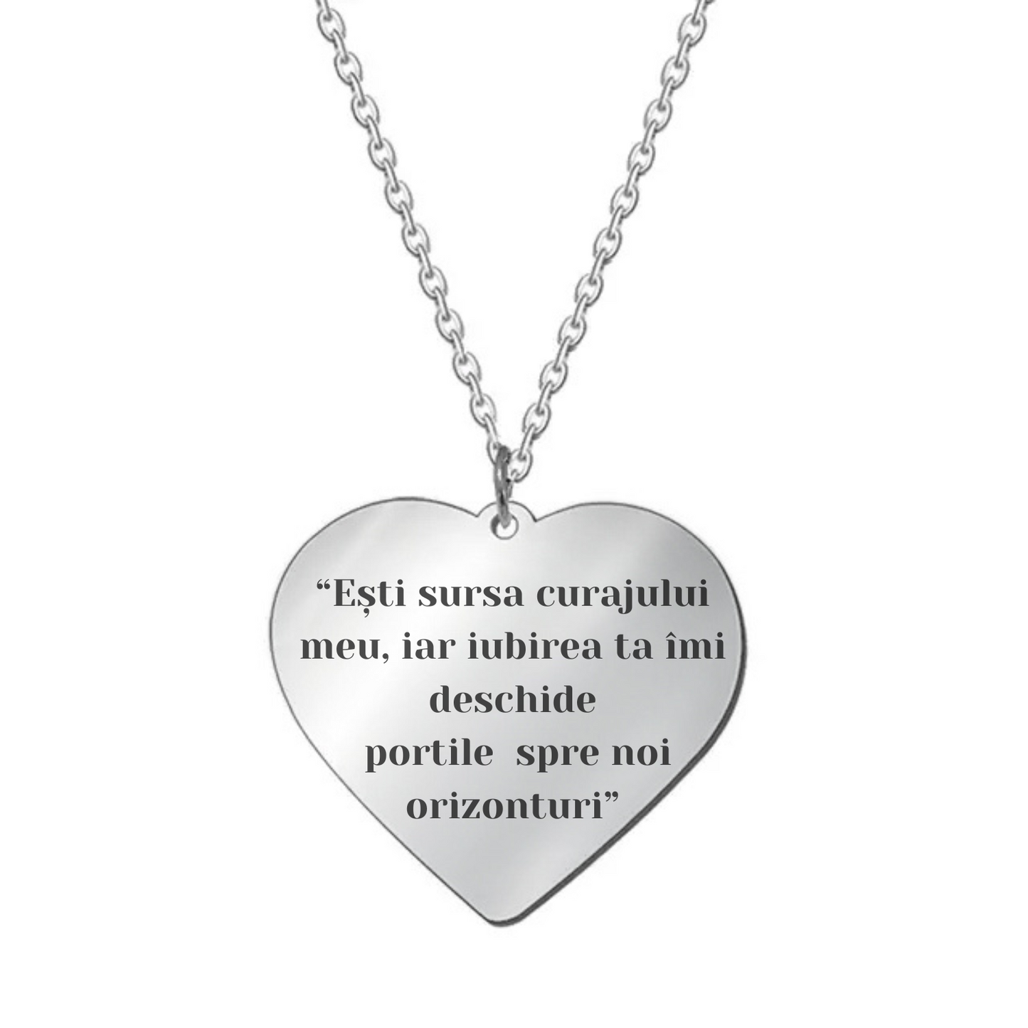 Set Cadou Colier Argint 925, cutiuta personalizata cu felicitare de iubire de la Iubit pentru Iubita "Tu esti sursa curajului meu"