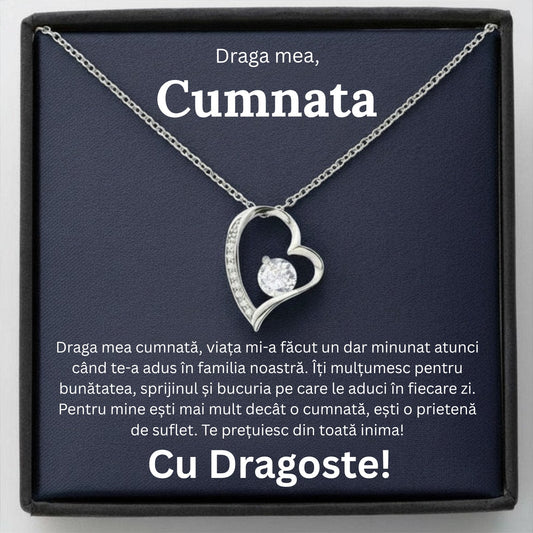 Cadou Cumnata - Colier cu Zirconiu și Mesaj de Dragoste