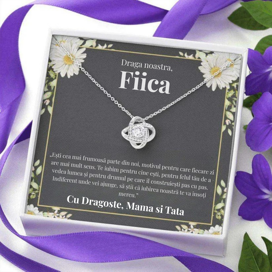 Cadou Fiica – Colier cu Zirconiu și Mesaj de Dragoste