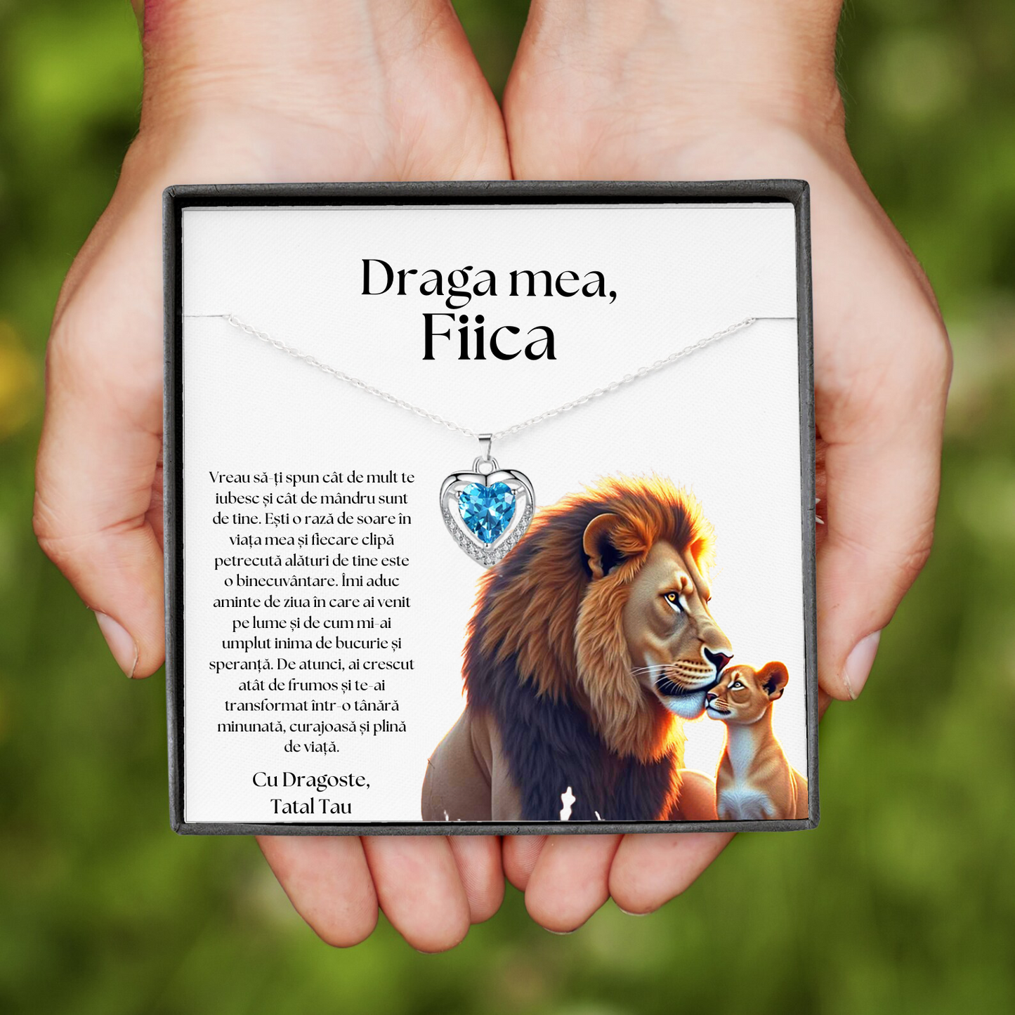Cadou Fiica – Colier Argint 925 cu Zirconiu și Mesaj de Dragoste