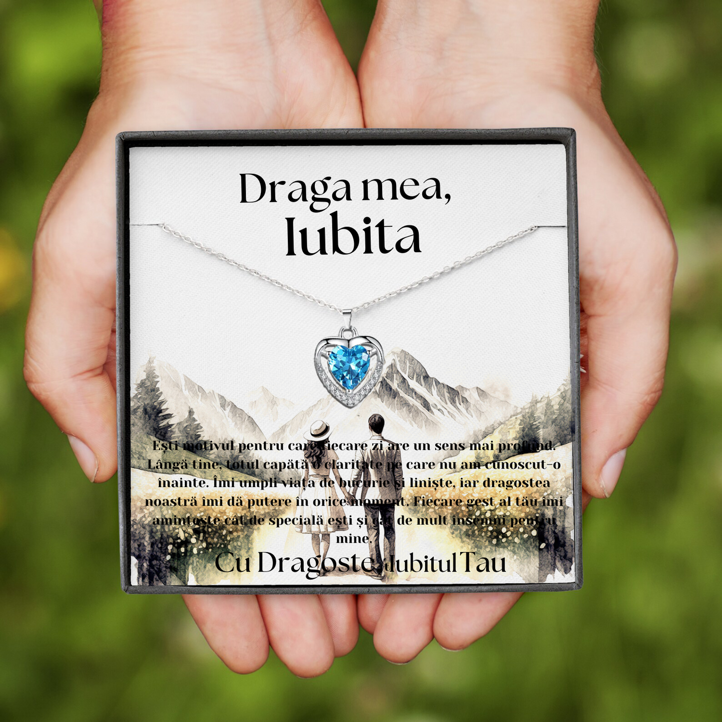 Cadou Iubita – Colier Argint 925 cu Zirconiu și Mesaj de Dragoste