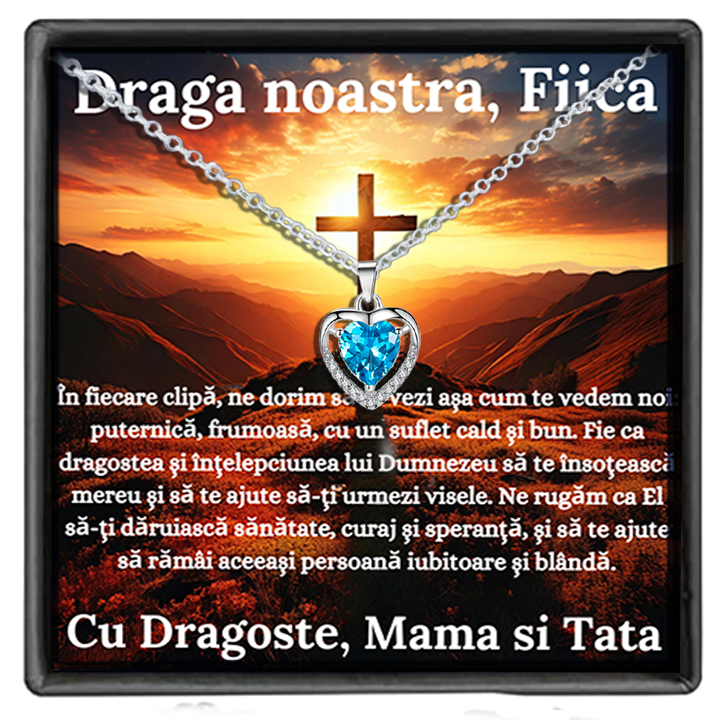 Cadou Fiica – Colier Argint 925 cu Zirconiu și Mesaj de Dragoste