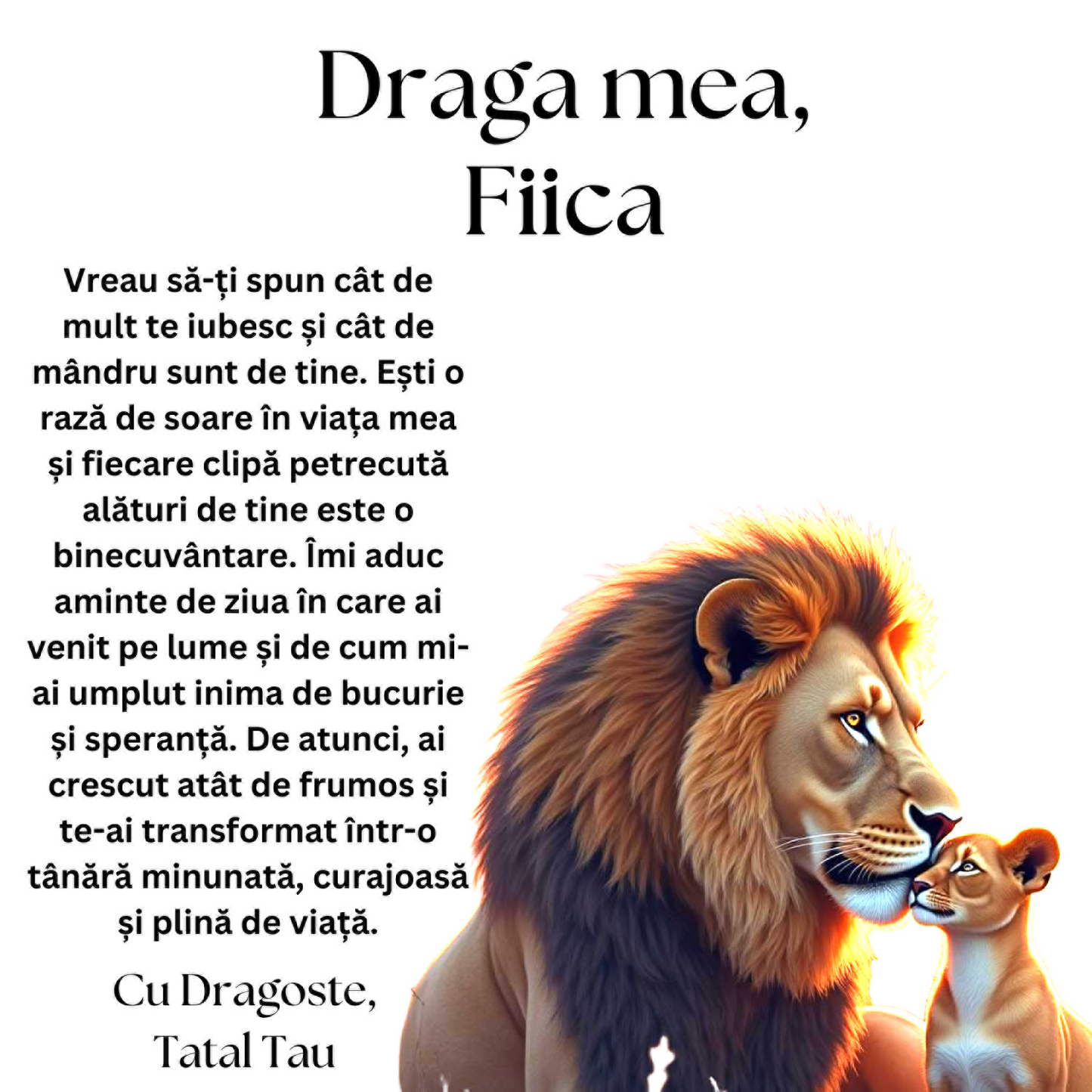 Cadou Fiica – Colier Argint 925 cu Zirconiu și Mesaj de Dragoste
