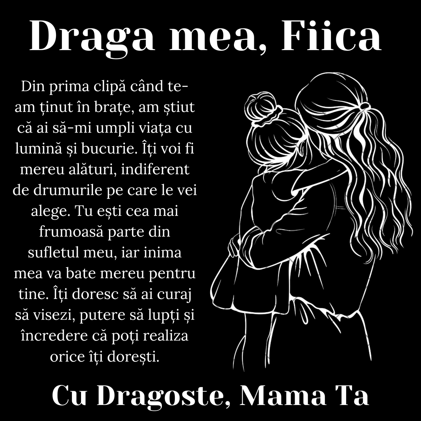 Cadou Fiica – Colier Argint 925 cu Zirconiu și Mesaj de Dragoste