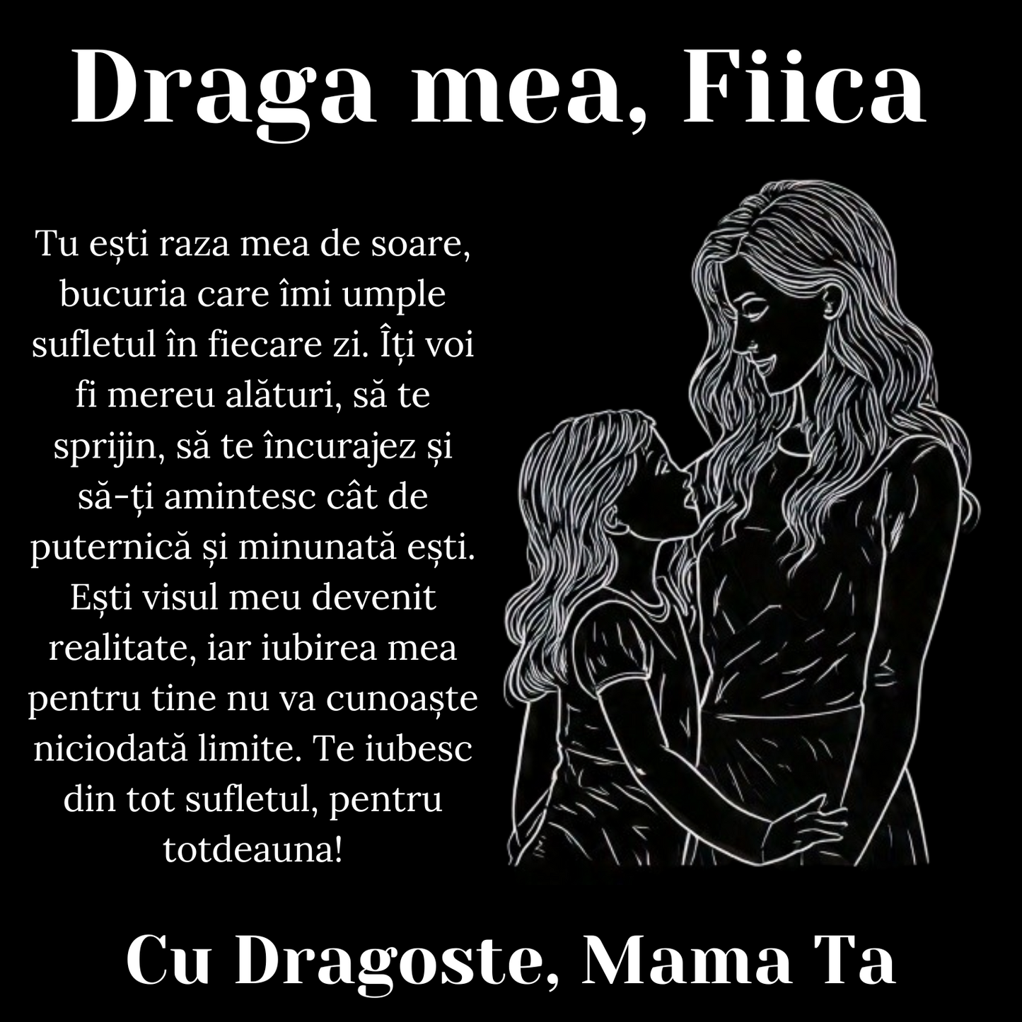 Cadou Fiica – Colier Argint 925 cu Zirconiu și Mesaj de Dragoste