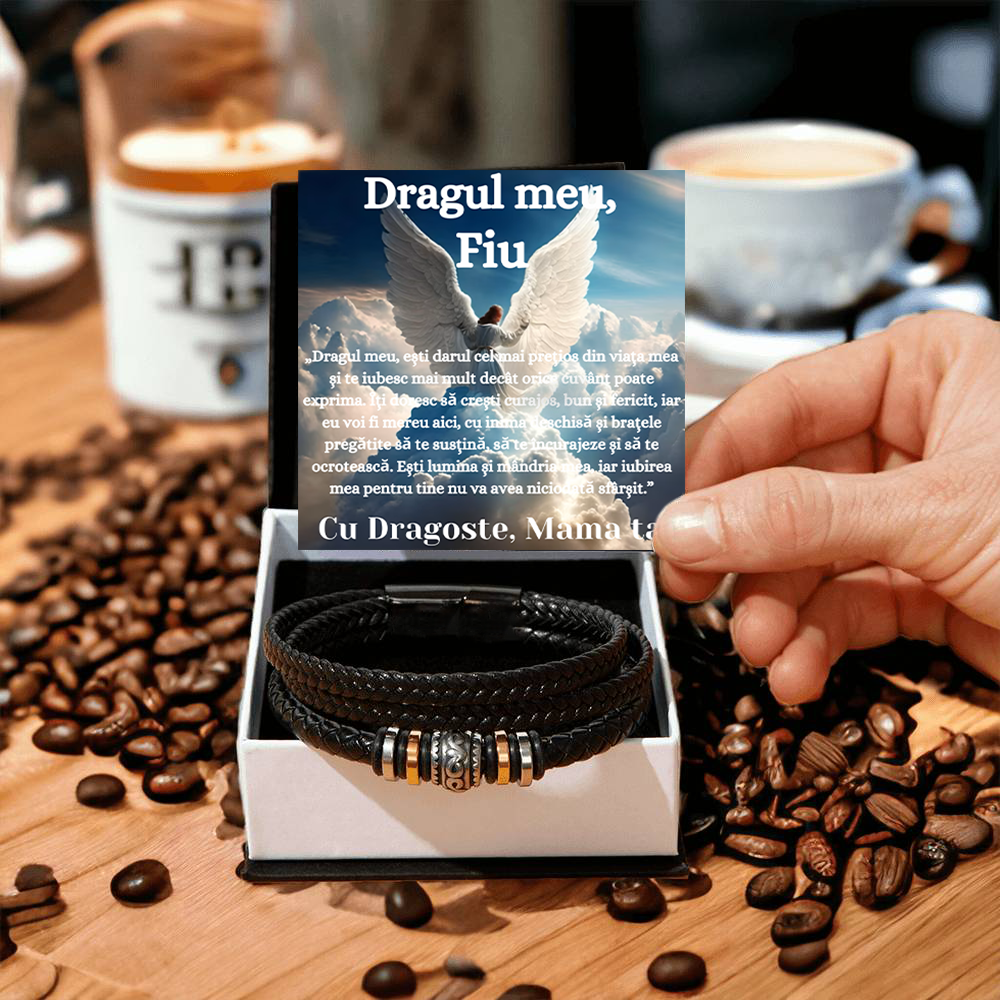 Cadou Fiu - bratara din piele cu mesaj de Dragoste