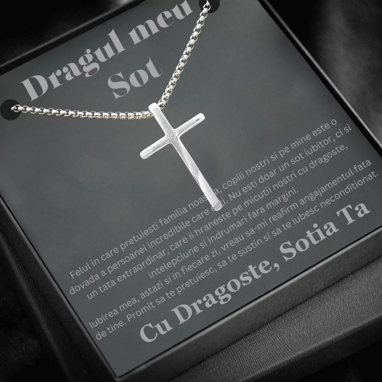 Cadou Sot - Lantisor cu Cruce si mesaj de Dragoste