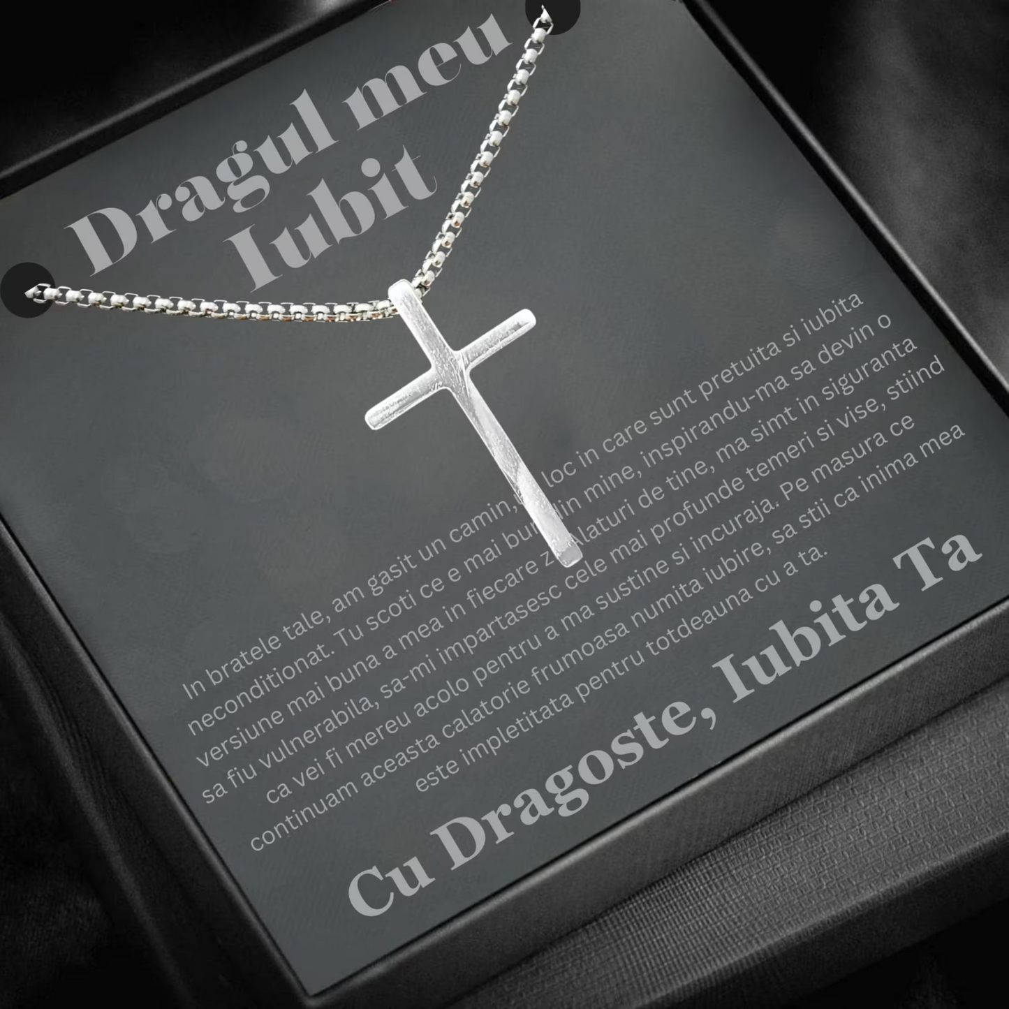 Cadou Iubit - Lantisor cu Cruce si mesaj de Dragoste