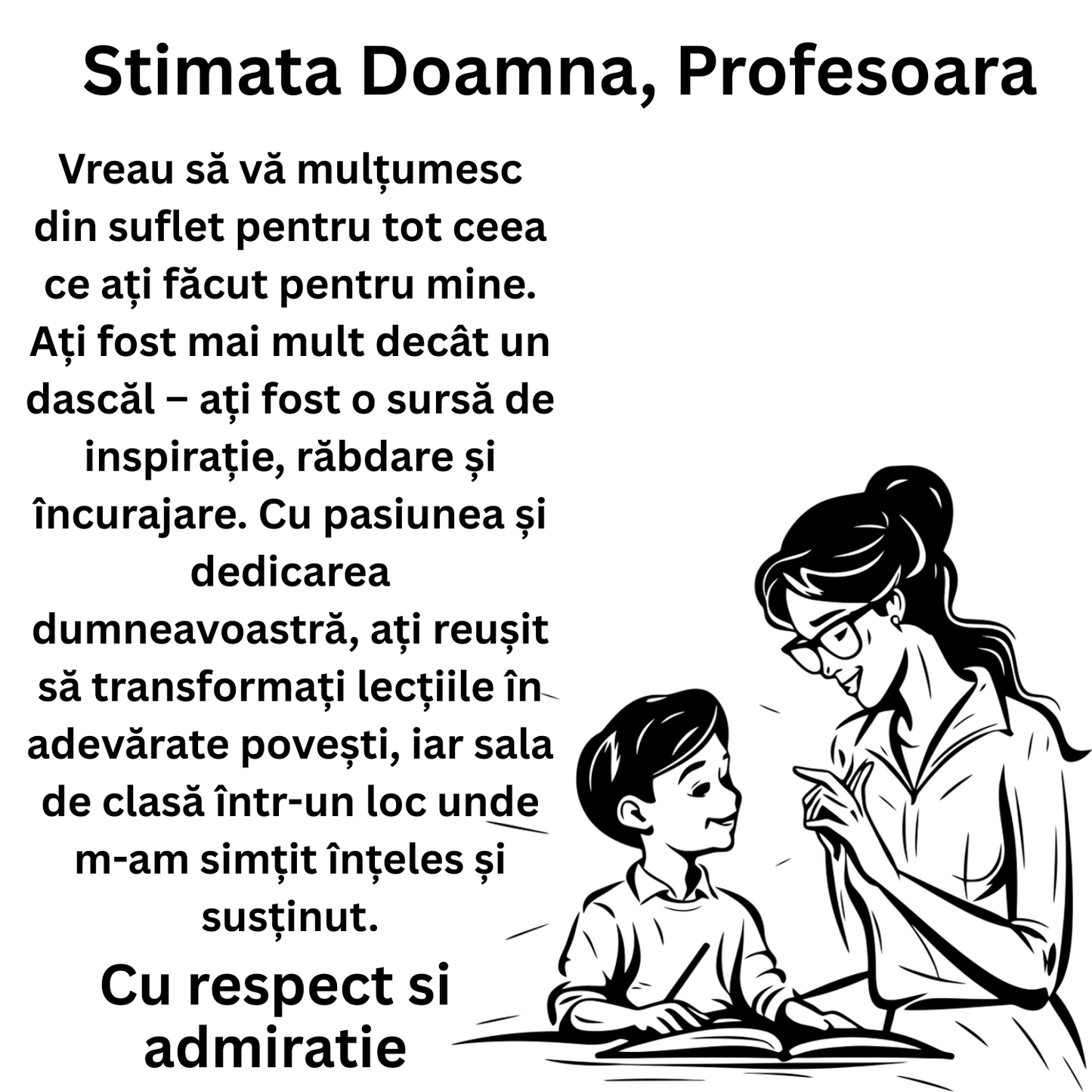Cadou Profesoara - Colier din argint si mesaj de apreciere