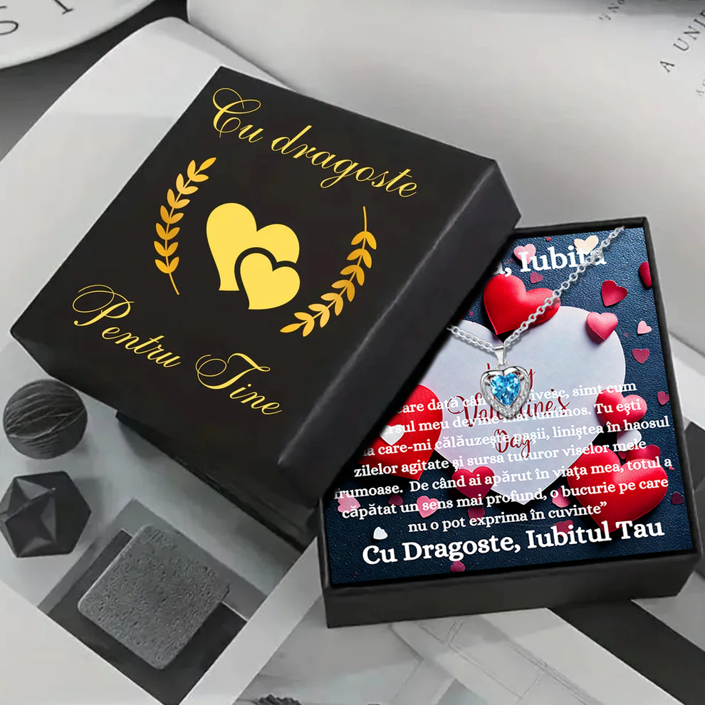 Cadou Sotie – Colier Argint 925 cu Zirconiu și Mesaj de Dragoste