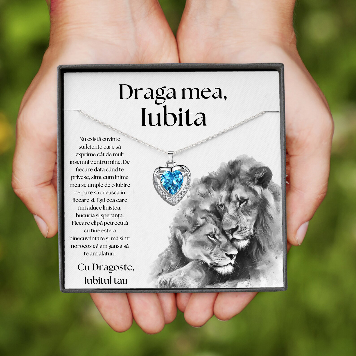 Cadou Iubita – Colier Argint 925 cu Zirconiu și Mesaj de Dragoste