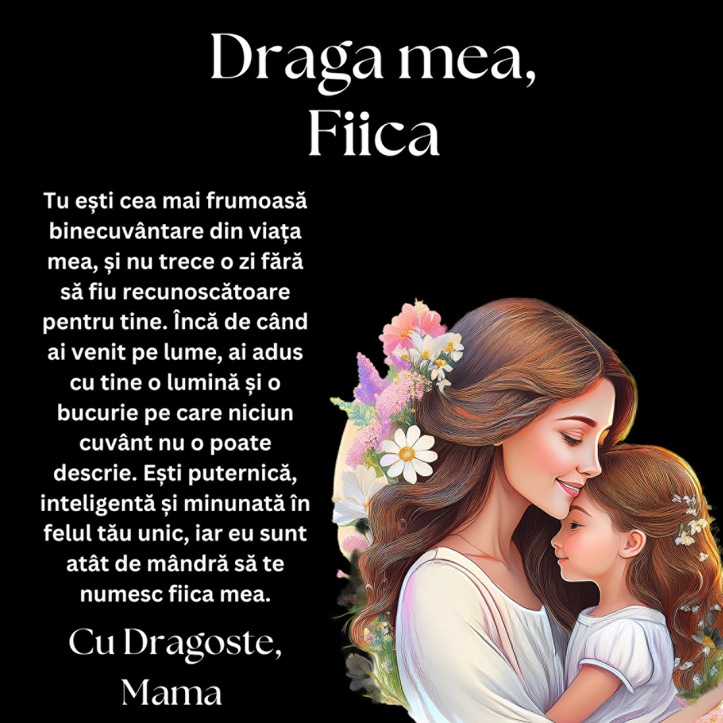 Cadou Fiica – Colier Argint 925 cu Zirconiu și Mesaj de Dragoste