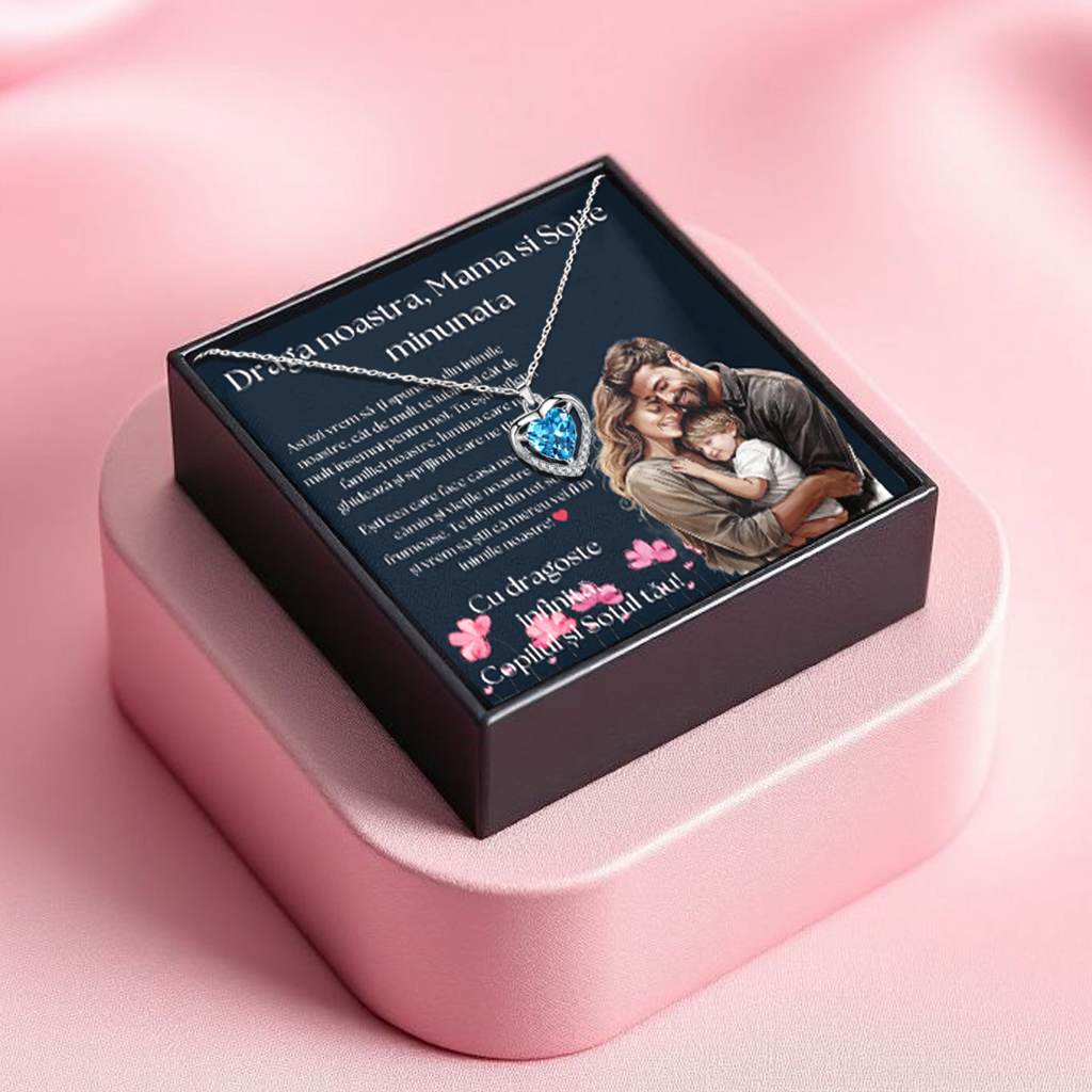 Cadou Mama – Colier Argint 925 cu Zirconiu și Mesaj de Dragoste