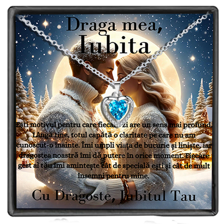 Cadou Iubita – Colier Argint 925 cu Zirconiu și Mesaj de Dragoste