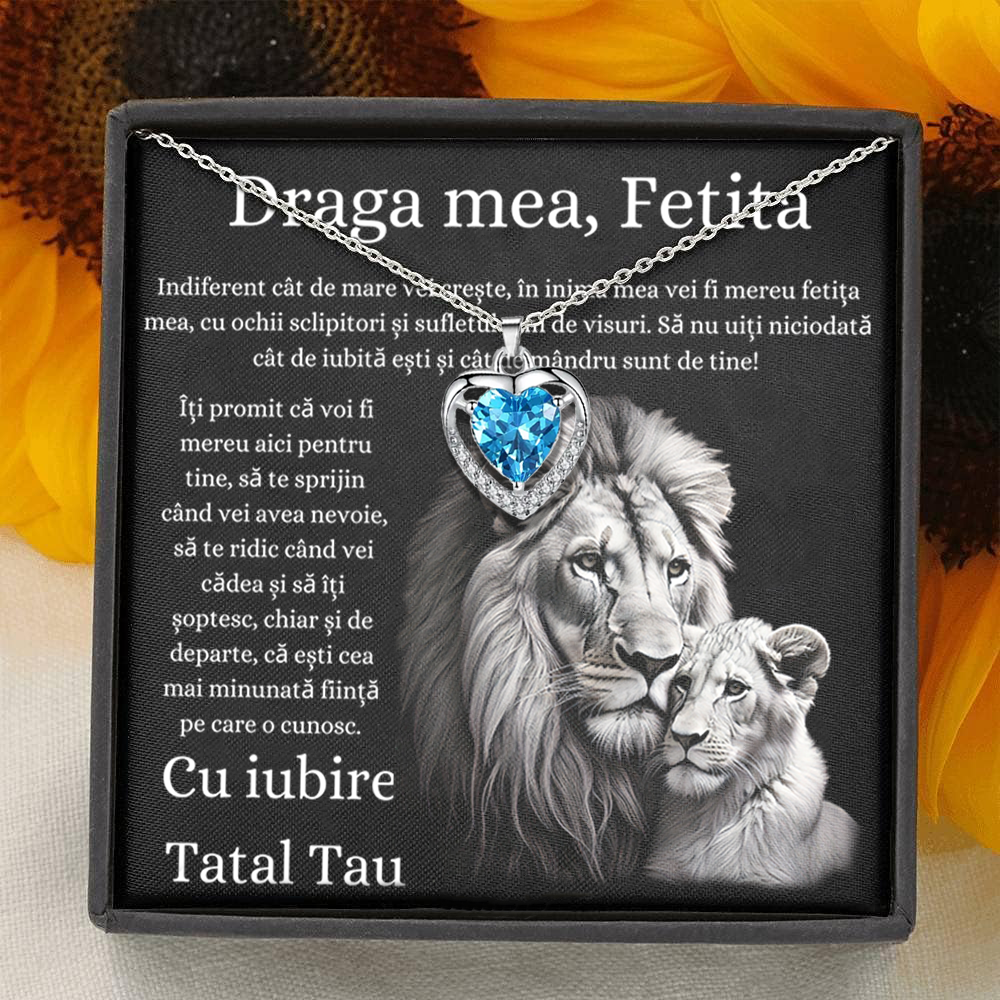 Cadou Fiica – Colier Argint 925 cu Zirconiu și Mesaj de Dragoste