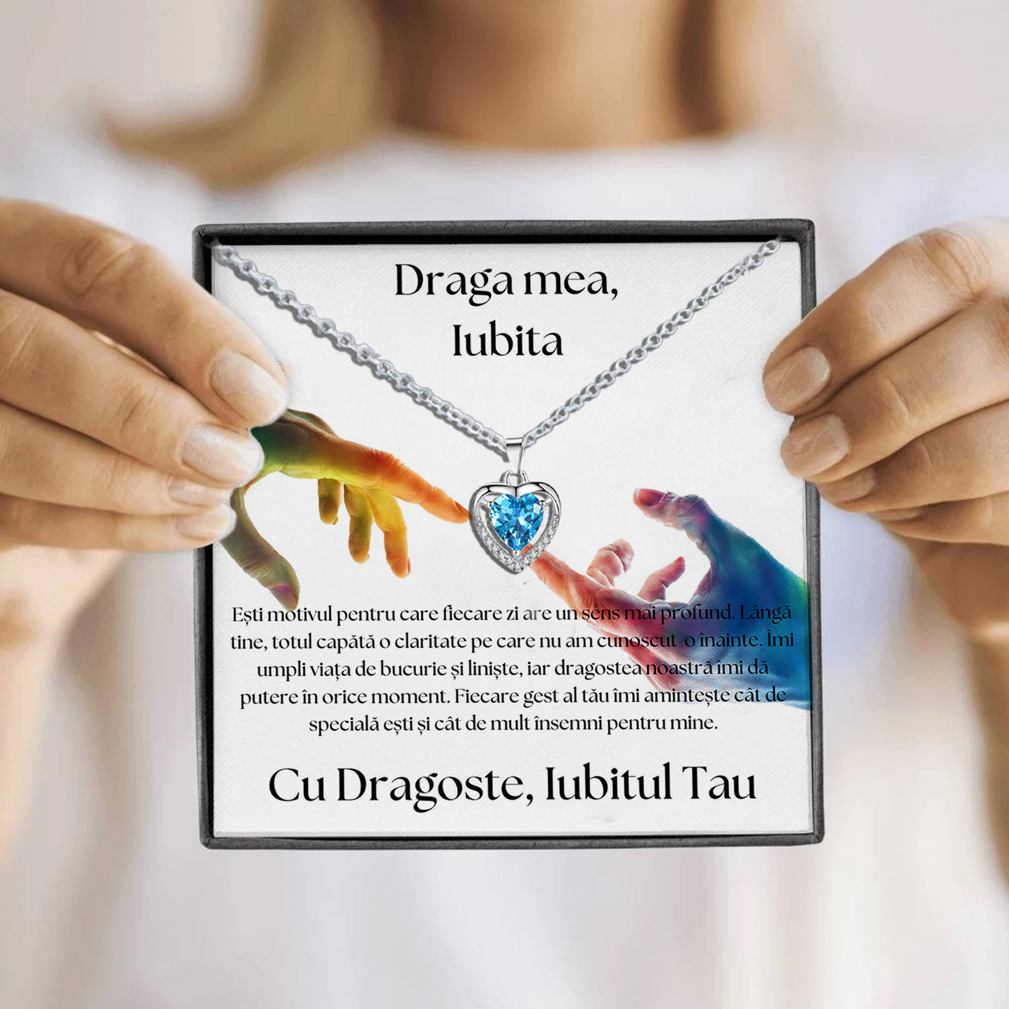 Cadou Iubita – Colier Argint 925 cu Zirconiu și Mesaj de Dragoste