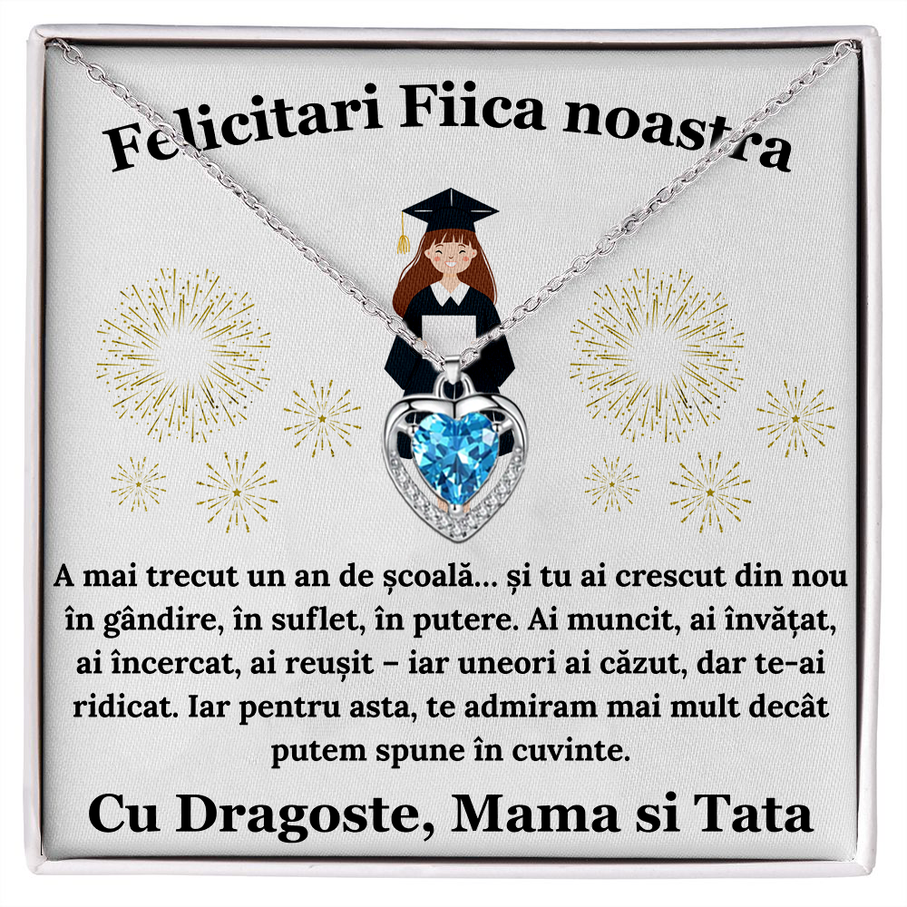 Cadou Absolvire Fiica – Colier Argint 925 cu Zirconiu si Mesaj de Dragoste