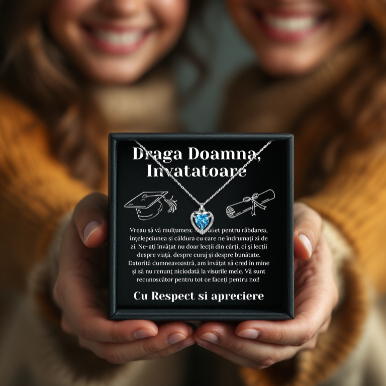 Cadou Invatatoare - Colier din argint si mesaj de apreciere
