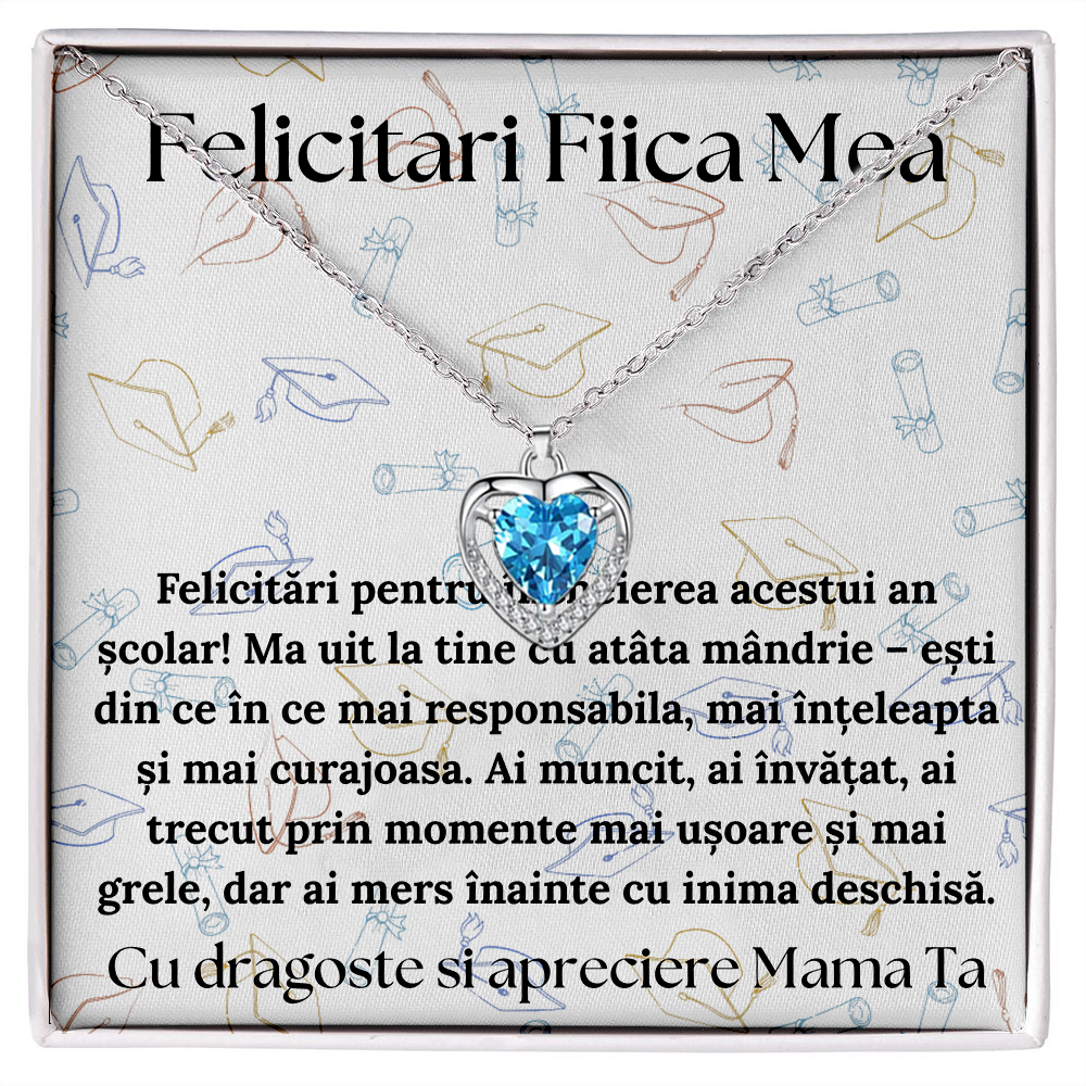 Cadou absolvire Fiica – Colier Argint 925 cu Zirconiu și Mesaj de Dragoste