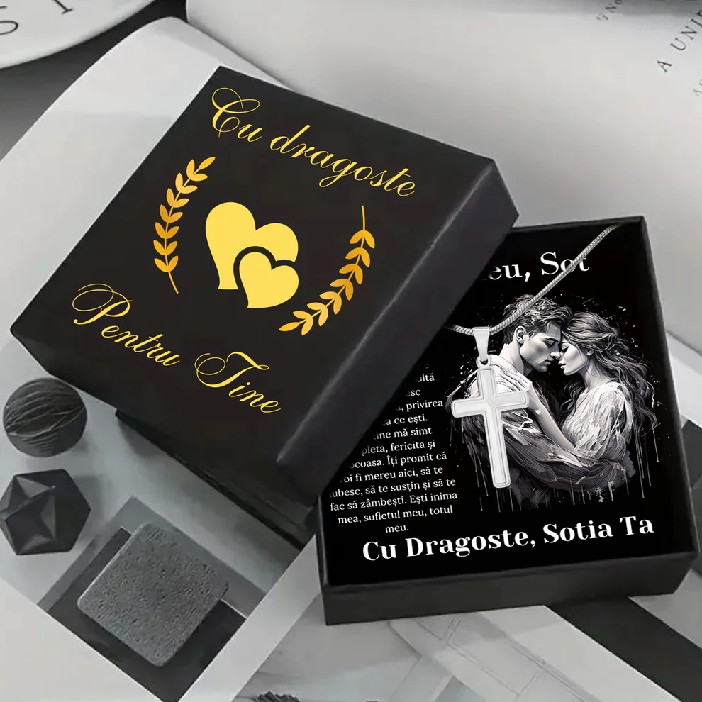 Cadou Sot - Lantisor cu Cruce si mesaj de Dragoste