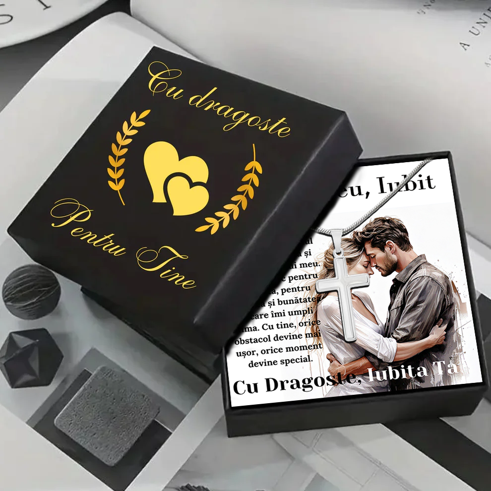 Cadou Iubit - Lantisor cu Cruce si mesaj de Dragoste