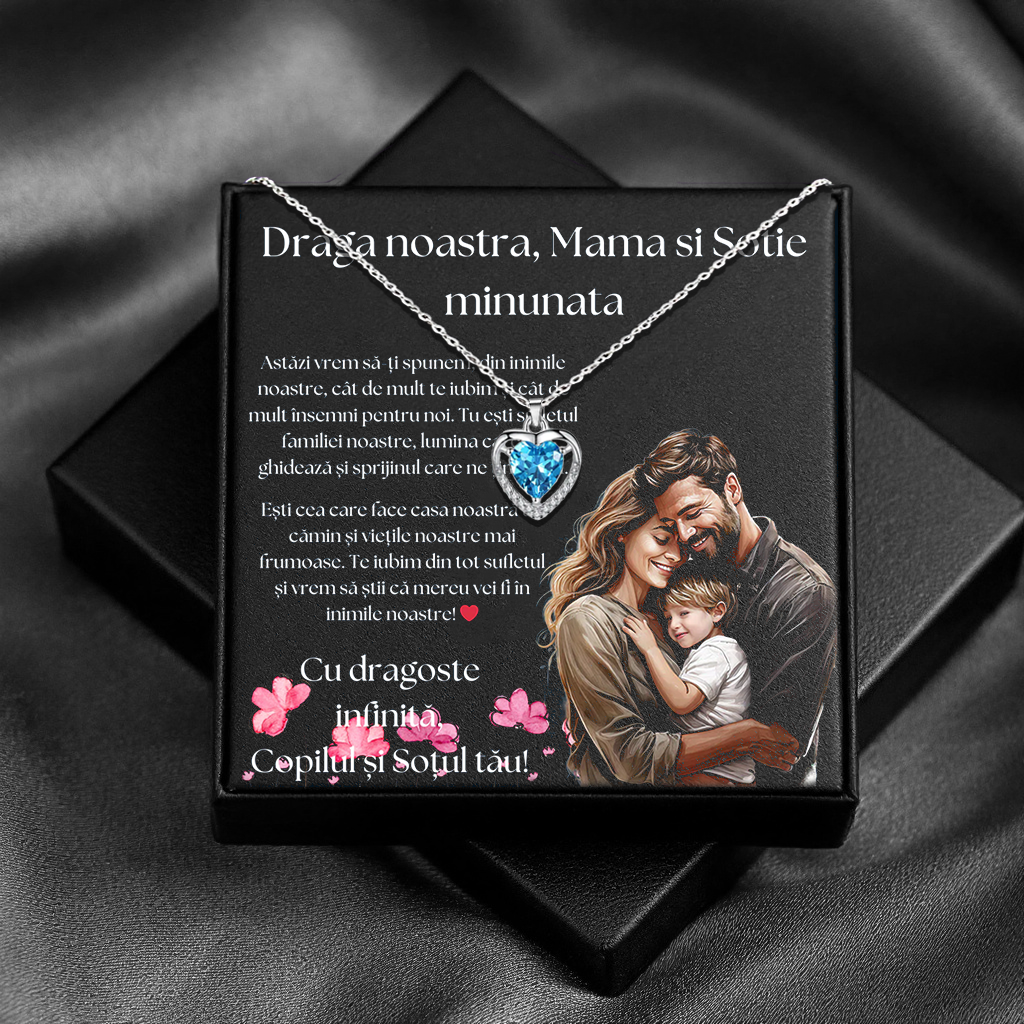 Cadou Mama – Colier Argint 925 cu Zirconiu și Mesaj de Dragoste