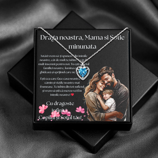 Cadou Sotie – Colier Argint 925 cu Zirconiu și Mesaj de Dragoste