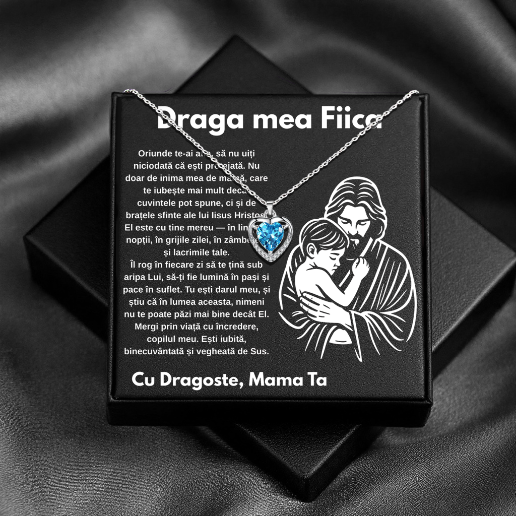 Cadou Fiica – Colier Argint 925 cu Zirconiu și Mesaj de Dragoste Faith