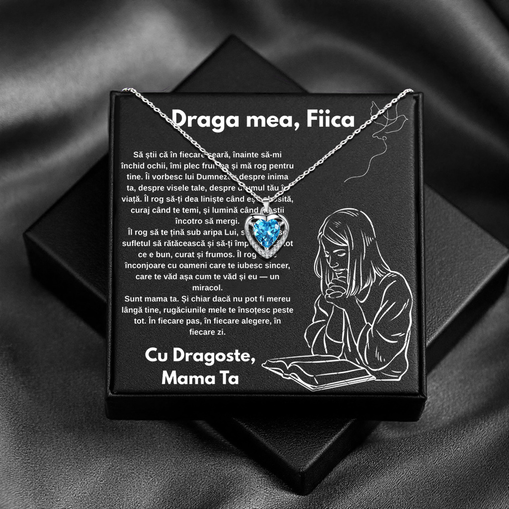 Cadou Fiica – Colier Argint 925 cu Zirconiu și Mesaj de Dragoste Faith