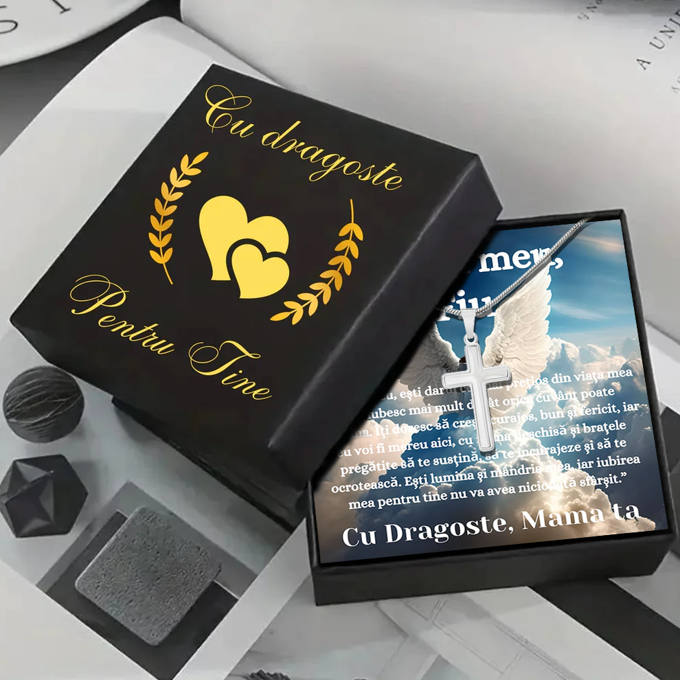 Cadou Fiu - Lantisor cu Cruce si mesaj de Dragoste