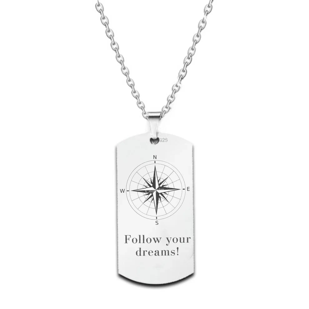 Set Cadou Colier Argint 925, cutiuta personalizata cu felicitare de iubire de la Iubita pentru Iubit - "Follow your dreams"