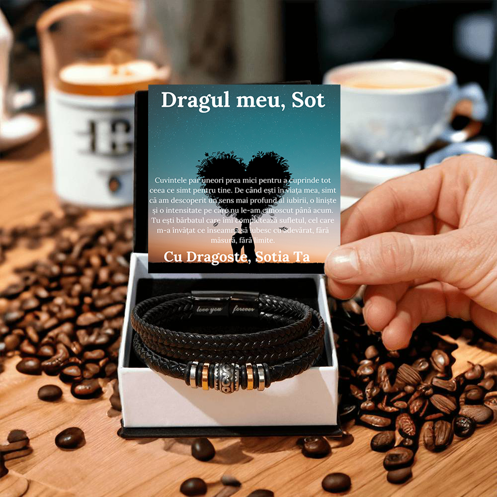 Cadou Sot - bratara din piele cu mesaj de Dragoste