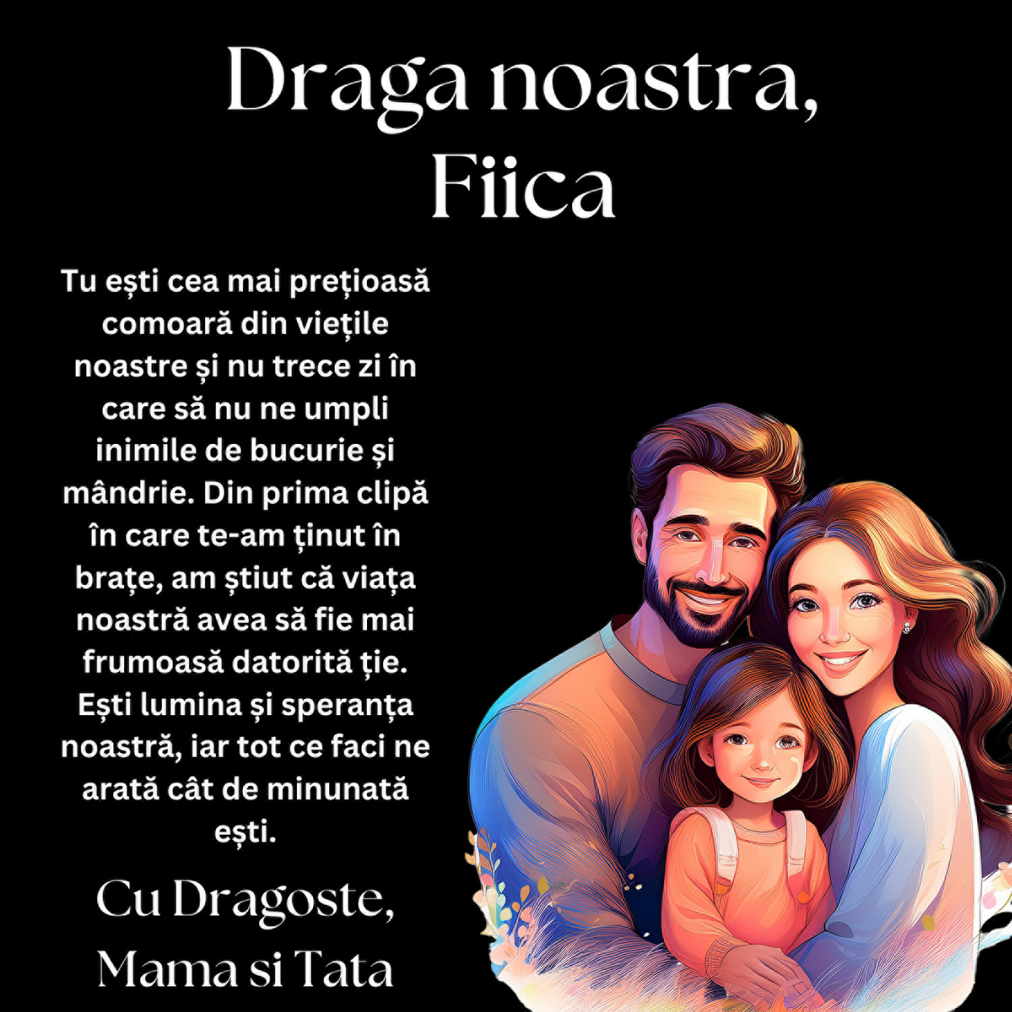Cadou Fiica – Colier Argint 925 cu Zirconiu și Mesaj de Dragoste