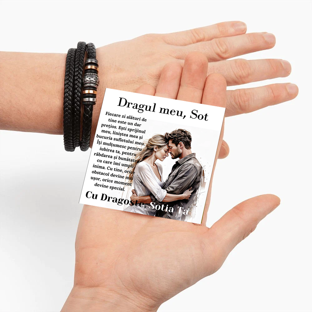 Cadou Sot - bratara din piele cu mesaj de Dragoste