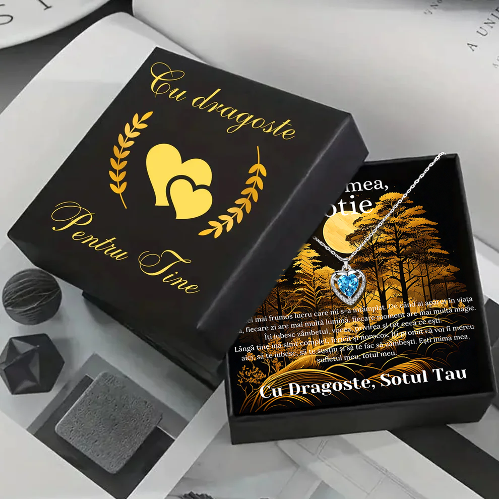 Cadou Sotie – Colier Argint 925 cu Zirconiu și Mesaj de Dragoste