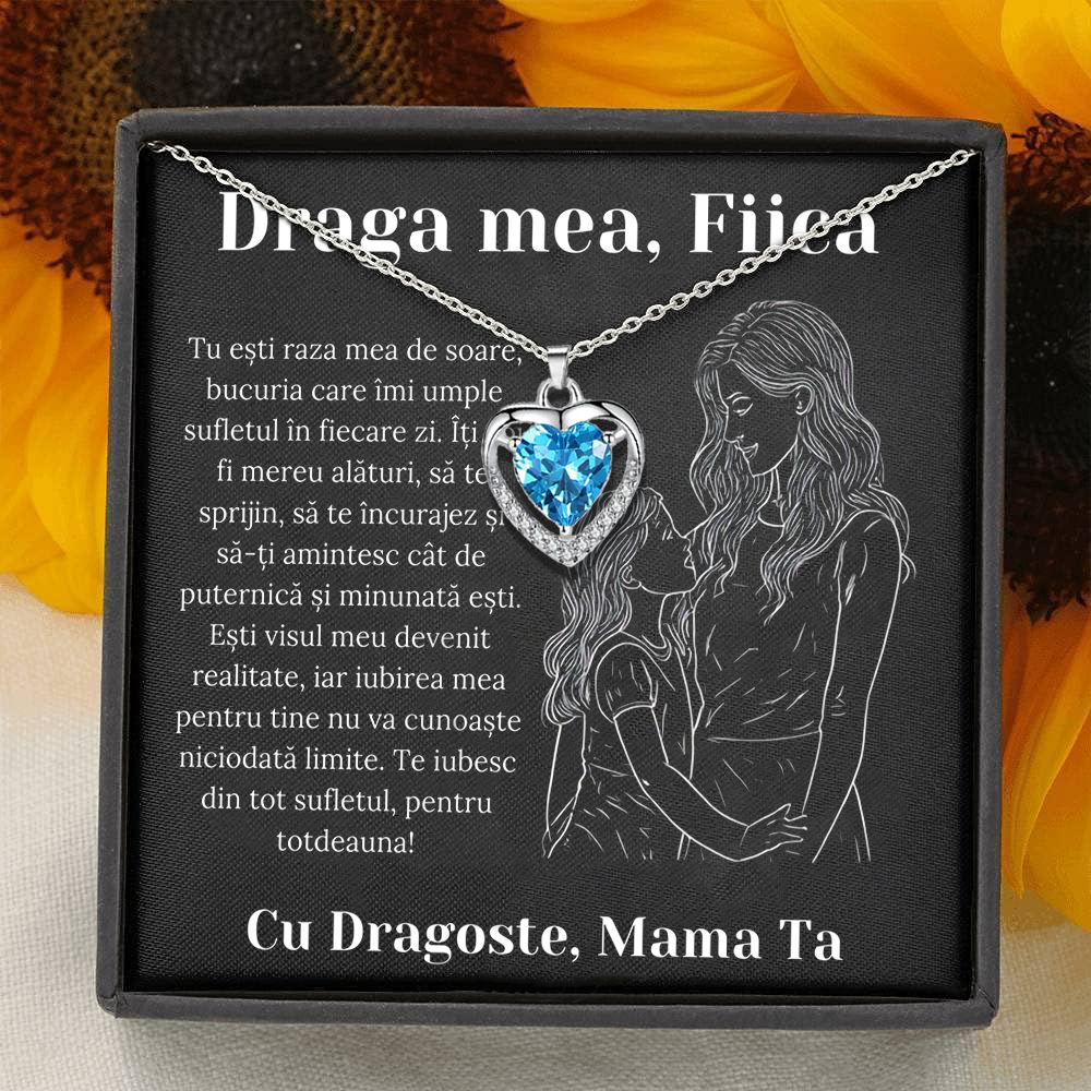 Cadou Fiica – Colier Argint 925 cu Zirconiu și Mesaj de Dragoste