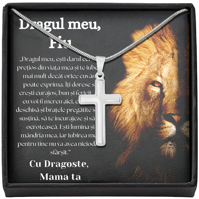 Idei Cadou Fiu - Lantisor Cruce cu mesaj de dragoste