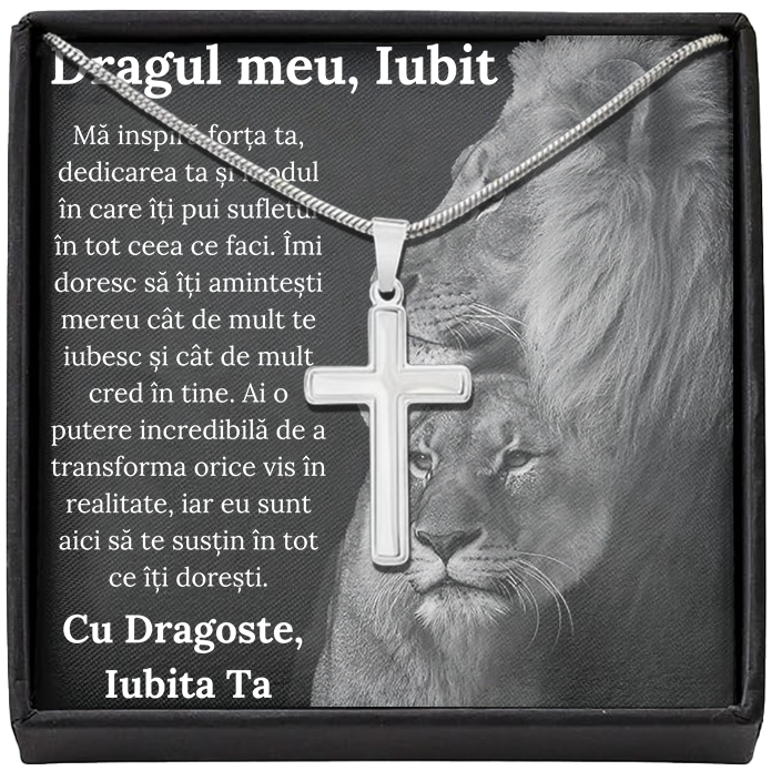 Cadou Iubit - Lantisor cu Cruce si mesaj de Dragoste