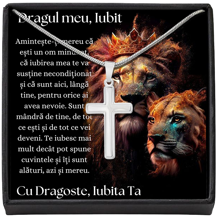 Cadou Iubit - Lantisor cu Cruce si mesaj de Dragoste