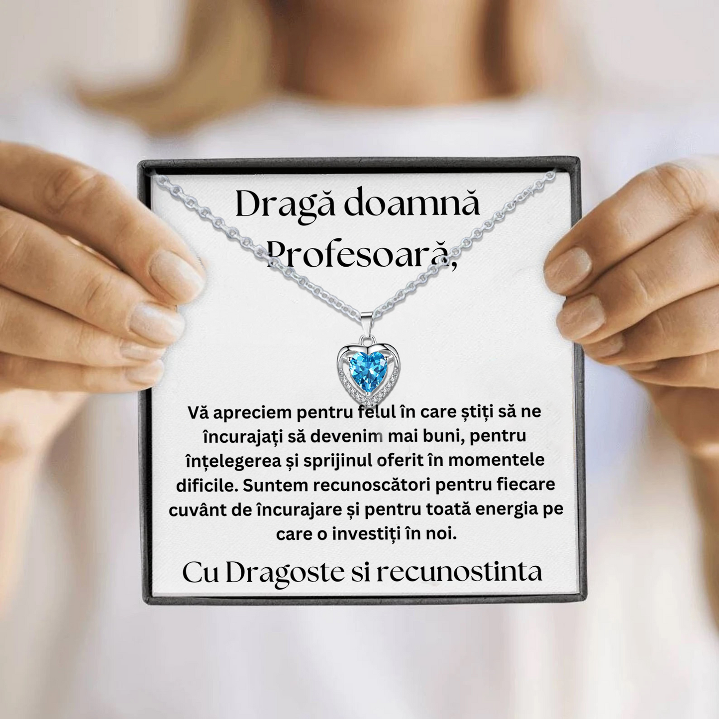 Idei Cadouri Profesoara - Colier din argint si mesaj de apreciere