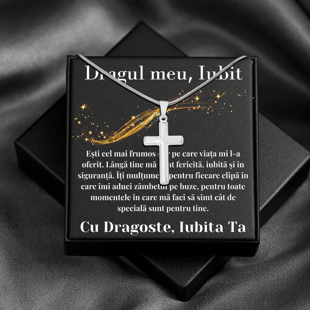 Cadou Iubit - Lantisor cu Cruce si mesaj de Dragoste