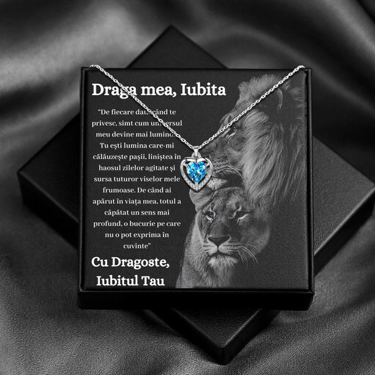 Cadou Iubita – Colier Argint 925 cu Zirconiu și Mesaj de Dragoste