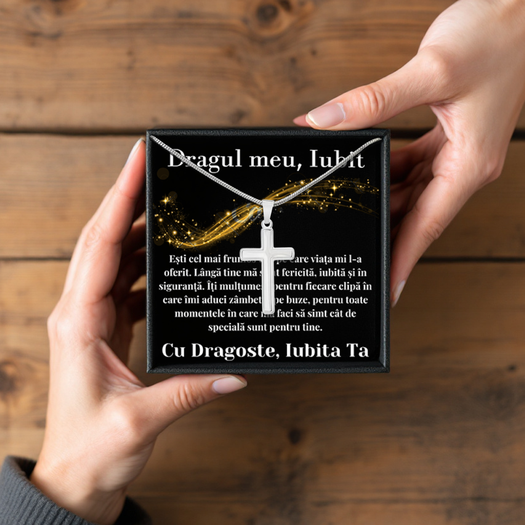 Cadou Iubit - Lantisor cu Cruce si mesaj de Dragoste