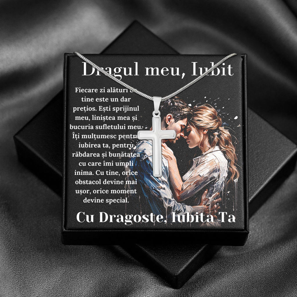 Cadou Iubit - Lantisor cu Cruce si mesaj de Dragoste
